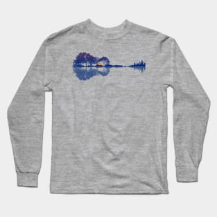 Guitar Lake Reflections Music and Guitar Lover Long Sleeve T-Shirt